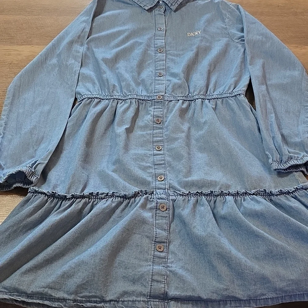 DKNY Chambray Button-Down Dress- Girls Size L